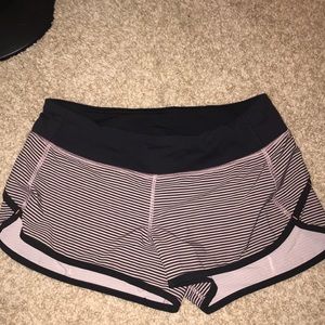 Light pink and white striped lulu lemon shorts